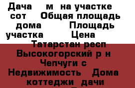 Дача 40 м² на участке 12 сот. › Общая площадь дома ­ 40 › Площадь участка ­ 12 › Цена ­ 400 000 - Татарстан респ., Высокогорский р-н, Чепчуги с. Недвижимость » Дома, коттеджи, дачи продажа   . Татарстан респ.